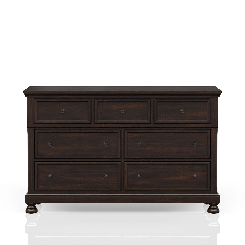 Cherry 7 Drawer Dresser with Solid Wood Construction - Cherry