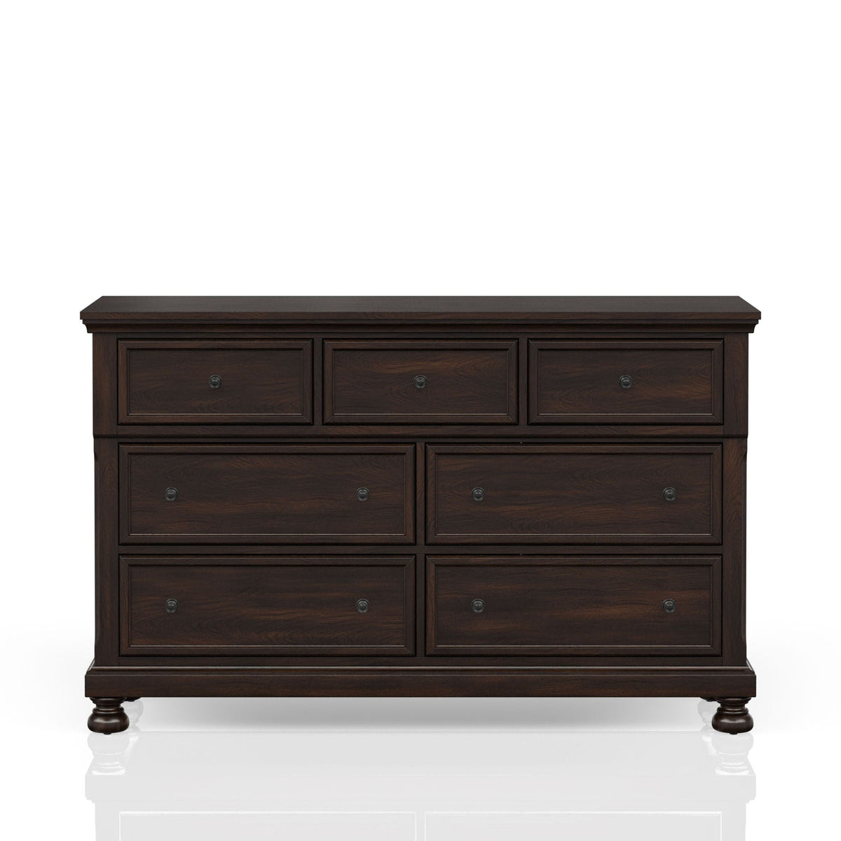 Cherry 7 Drawer Dresser with Solid Wood Construction - Cherry