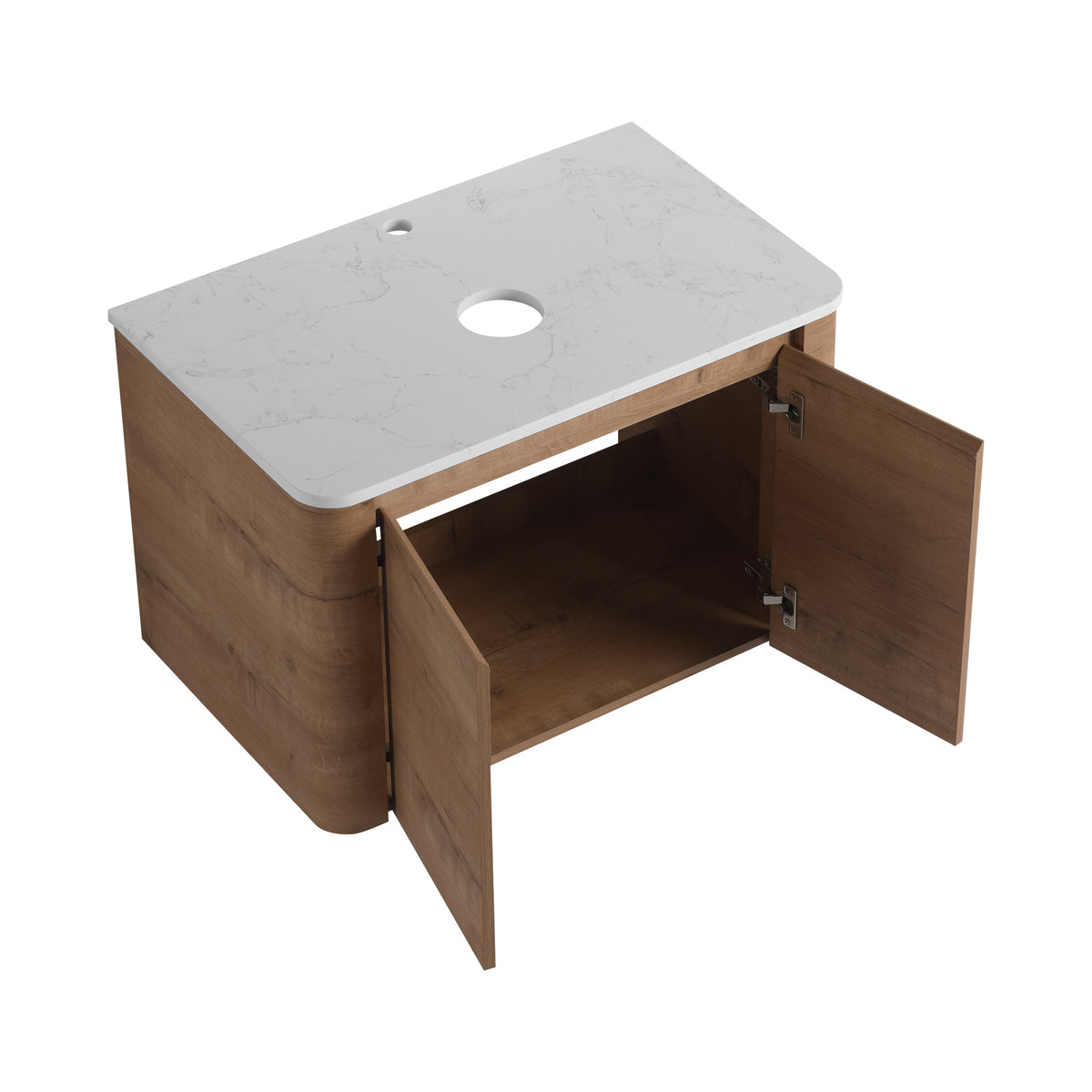 30" Wall-Mounted Bathroom Vanity with Soft-Close Doors - Imitative Oak