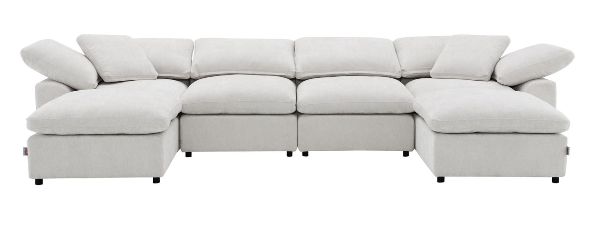 Naveen Modular Sectional With Ottoman - Modular Sofa Set with Ottoman - Beige or Dark Gray