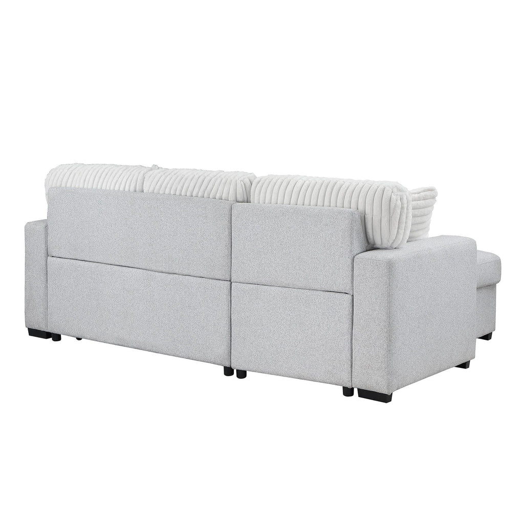 Reversible Pull Out Sofa Bed with Cup Holders - Light Gray