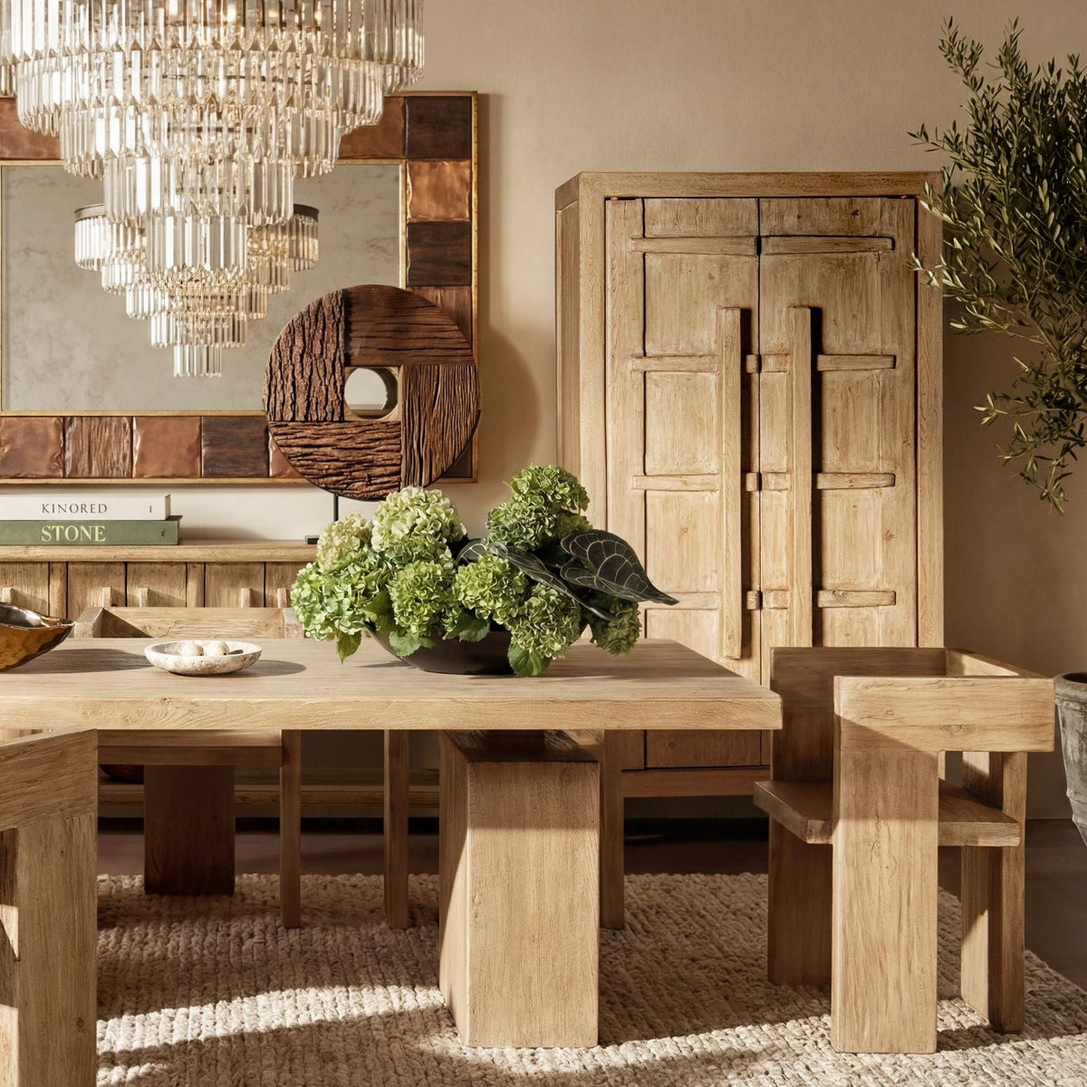 Natural Storage Cabinet with Double Doors - Solid Reclaimed Pine