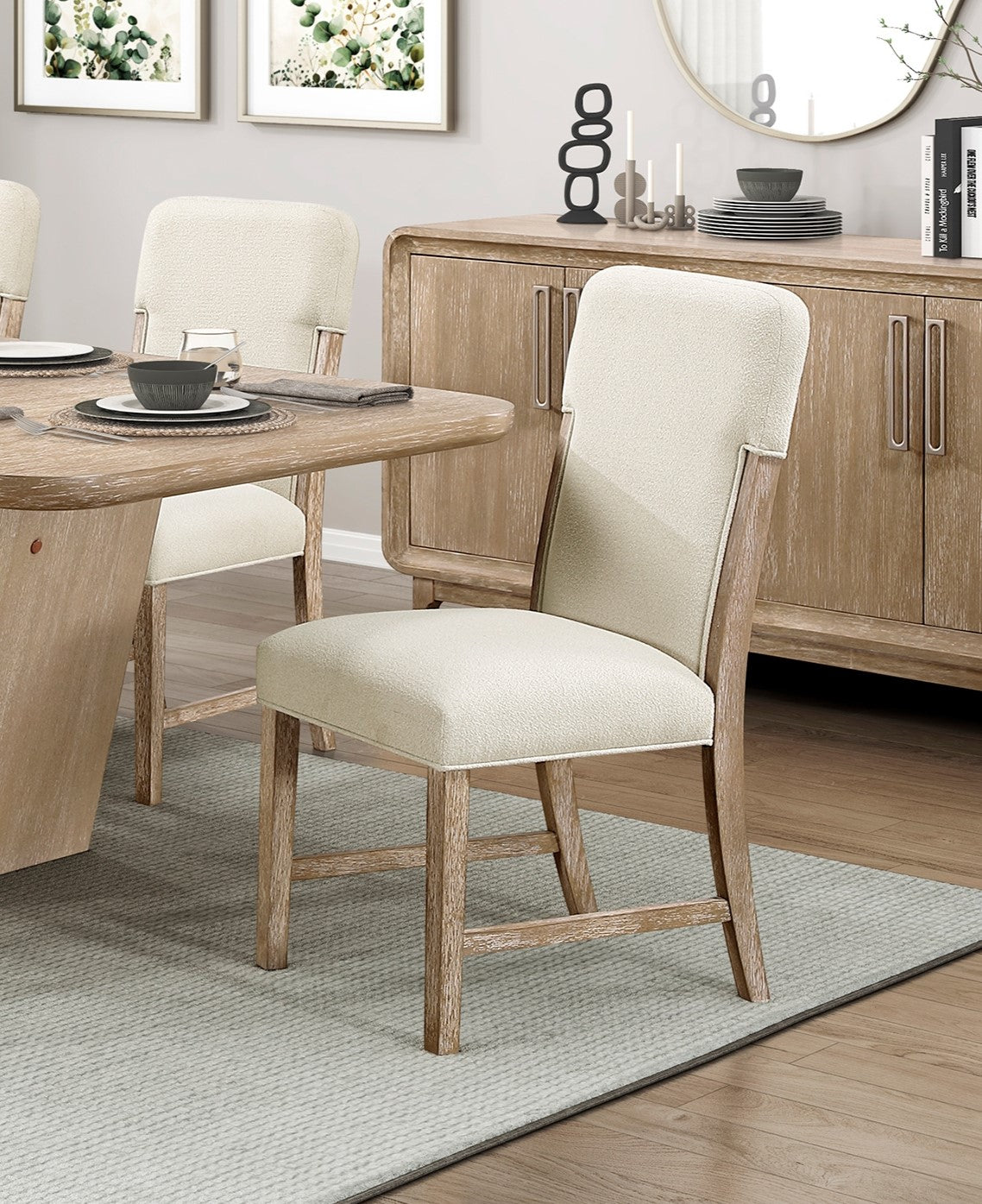 Natural Wood Dining and Kitchen Set with Extendable Table - 7 Piece