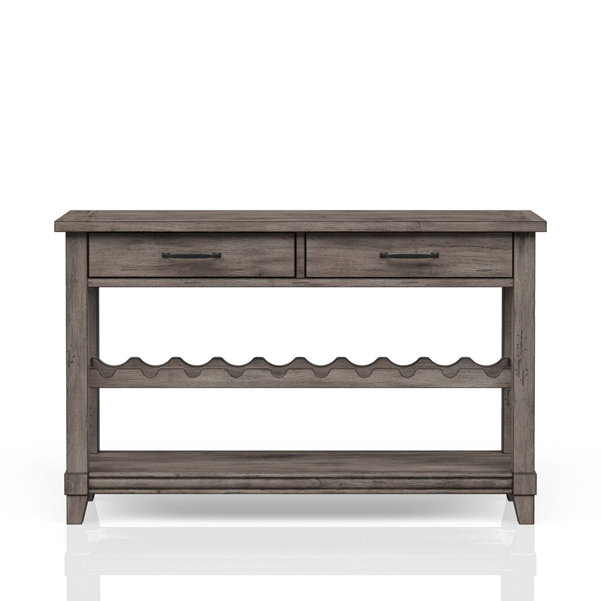Console Table with Wine Bottle Storage and Storage Drawers - Gray