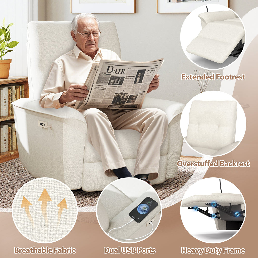 270° Power Swivel Rocker Recliner Chair with USB Ports - Snowflake