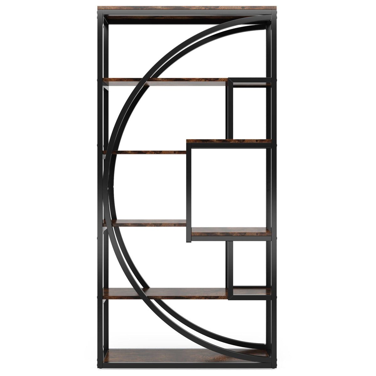 5 Tier Etagere Bookshelf with 8 Open Shelves - Dark Brown or Dark Gray