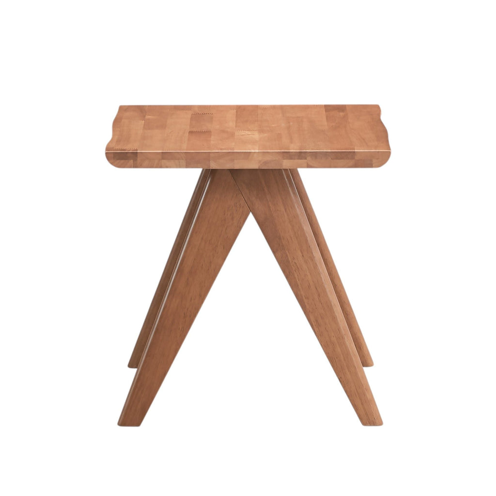 Natural Rubber Wood Accent Table with Compact Modern Design - Natural