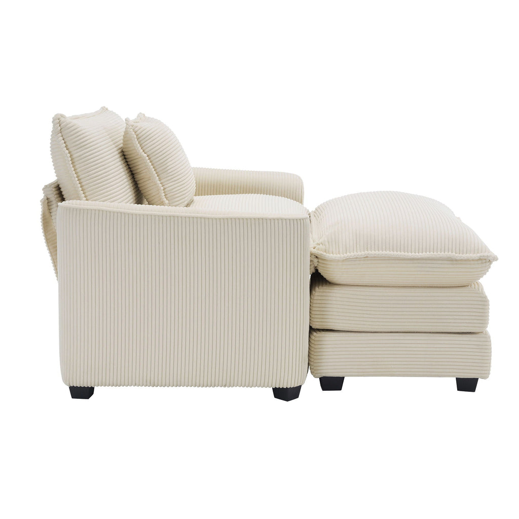 Modern Comfortable Single Chair & Ottoman with Deep Seat - Multiple Colors