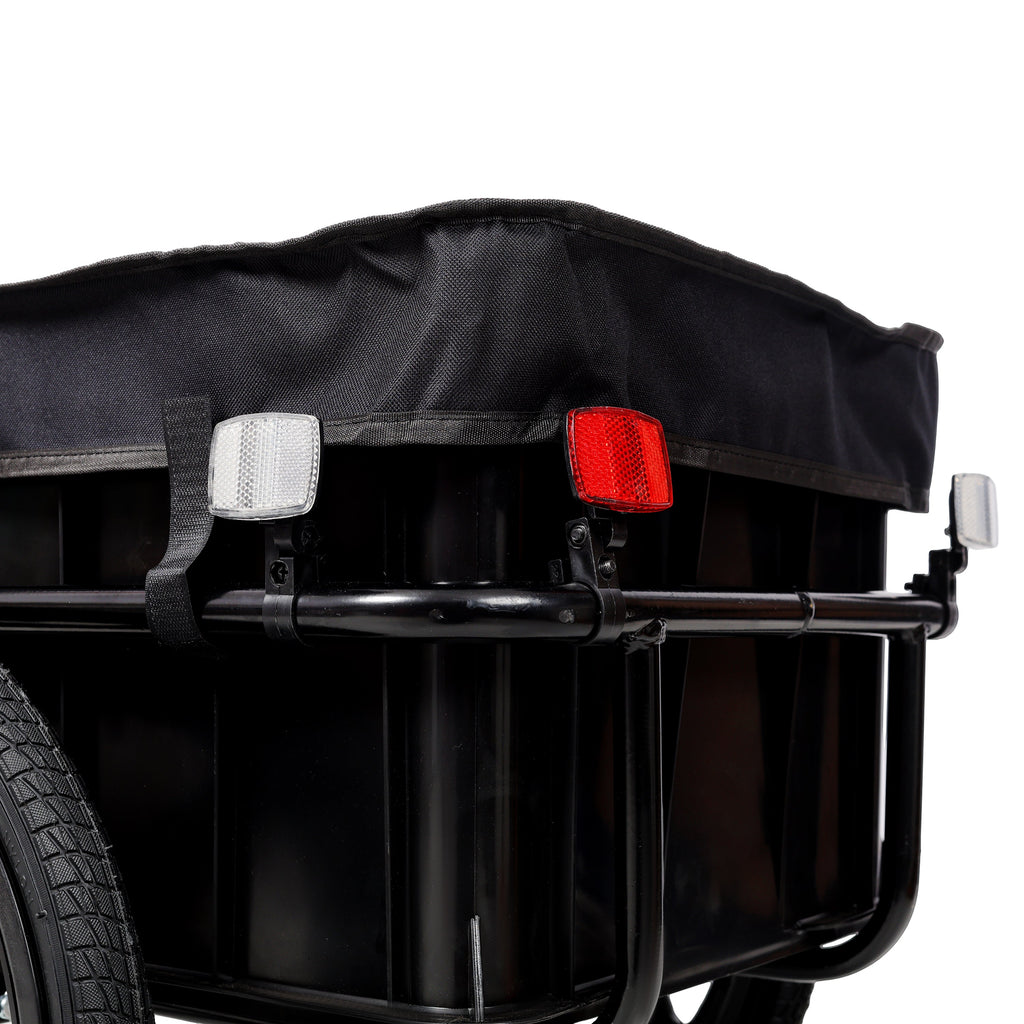 Bike Cargo Trailer with Support Bar and Waterproof Cover - Black