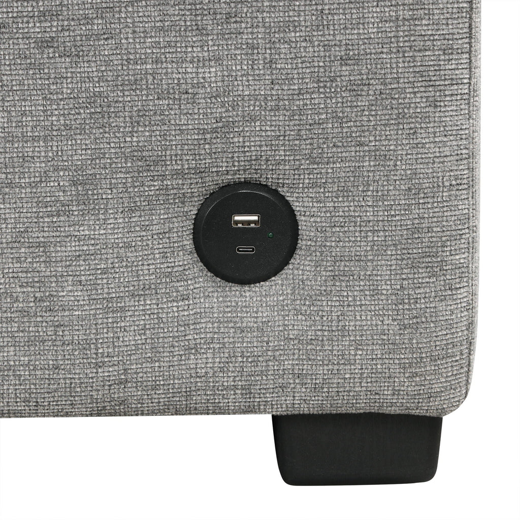 Single Pull Out Sofa Bed with USB Ports and Cup Holders - Dark Gray or Beige