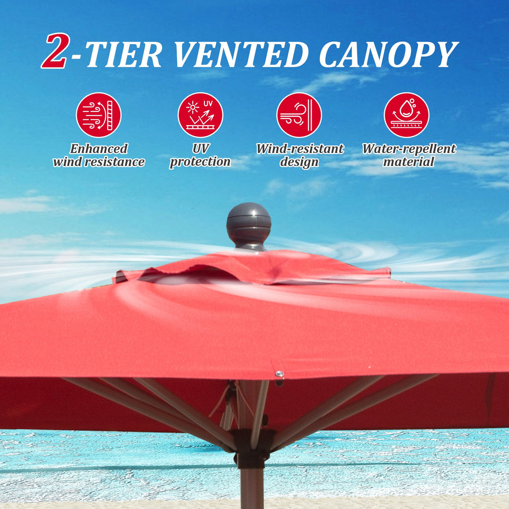 Rectangle Patio Umbrella with Crank Lift and Tilt Function - Brick