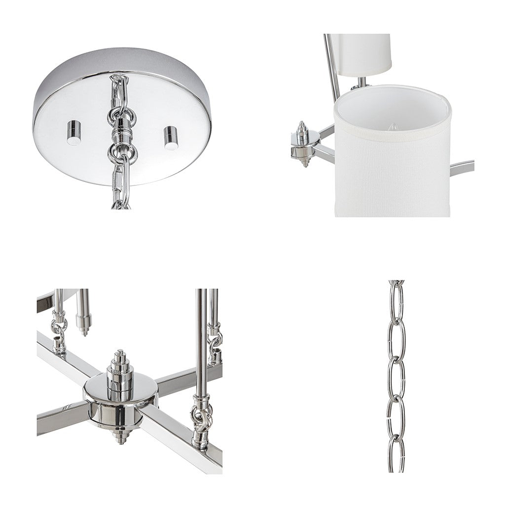 6-Light Chandelier with Fabric Drum Shades - Iron & Polyester