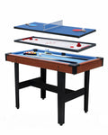 48-Inch Combo Game Table Set with Pool, Table Tennis & Glide Hockey - Brown & Blue