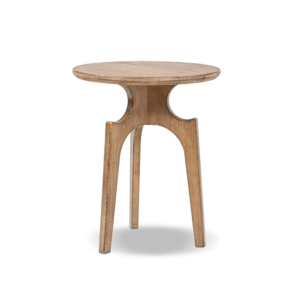 Antique Brown Round Side Table with Reclaimed Pine - Carmel