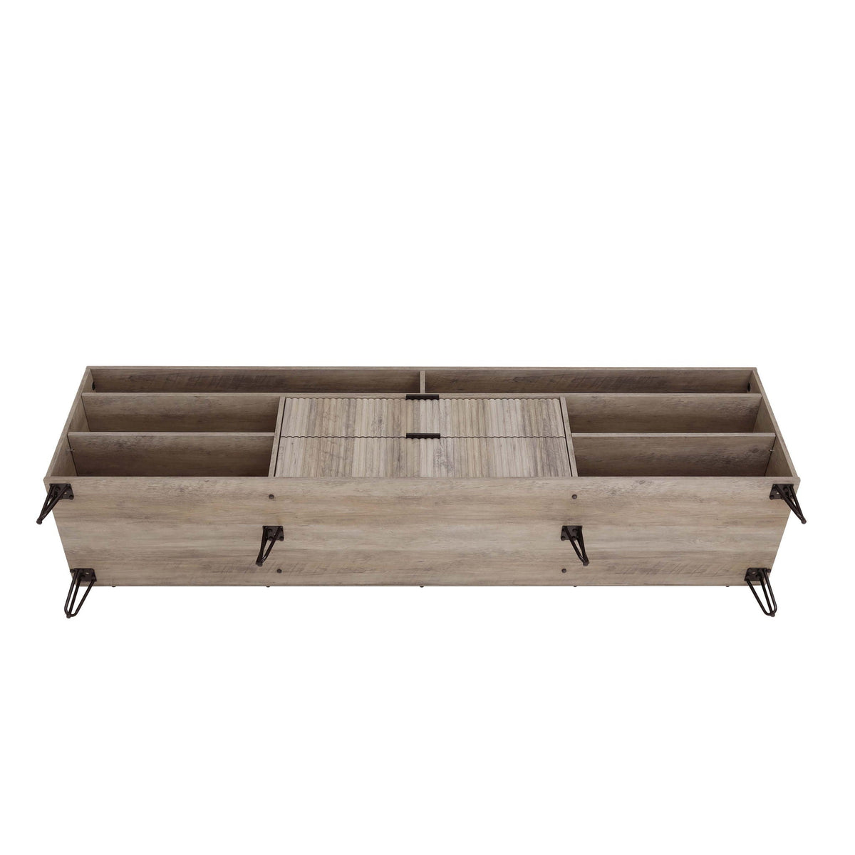 Fluted TV Stand with Storage and Metal Legs - Multiple Colors