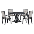 Extendable 5 Piece Dining Set with Cushioned Chairs - Black/Oak