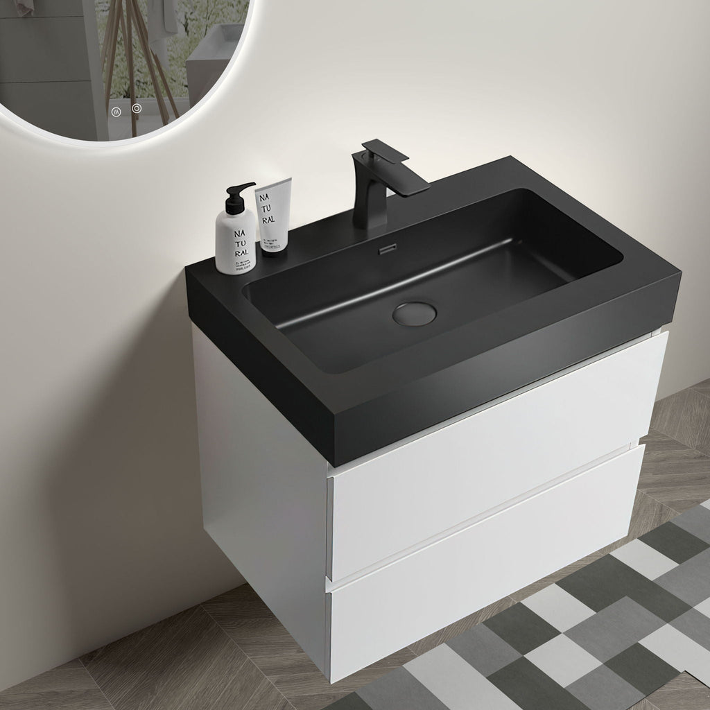 Modern Floating Bathroom Vanity with Large Storage - White or Black