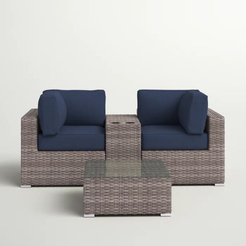 Wicker Outdoor Seating Group Set with Cushions and Table - Multiple Colors