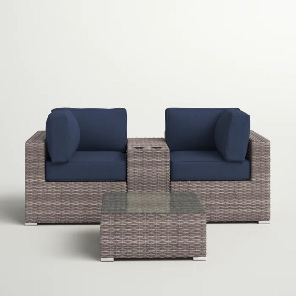 Wicker Outdoor Seating Group Set with Cushions and Table - Multiple Colors