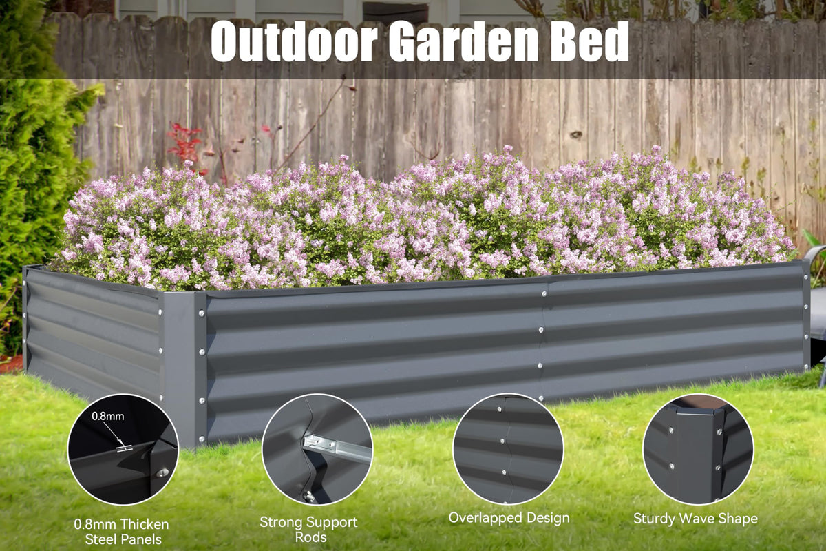 Galvanized Raised Garden Bed with Durable Steel Construction – Gray, Green, or Silver