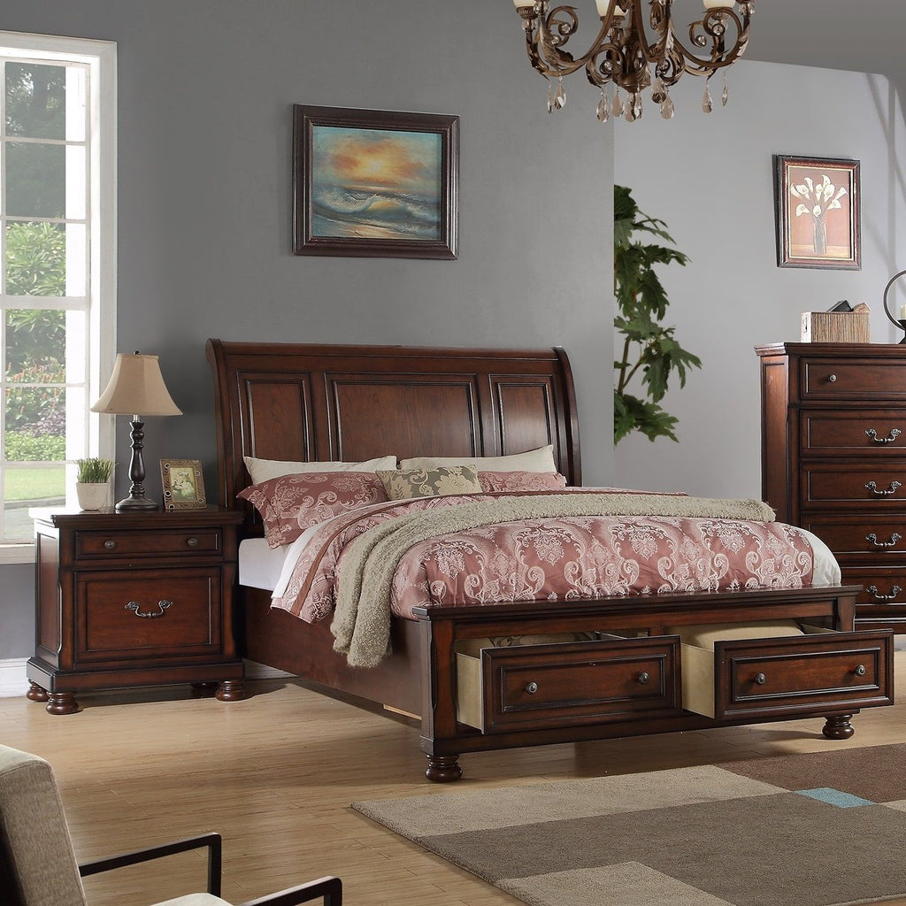 Panel 3 Piece Bedroom Set with Nightstands - Dark Gray or Dark Brown