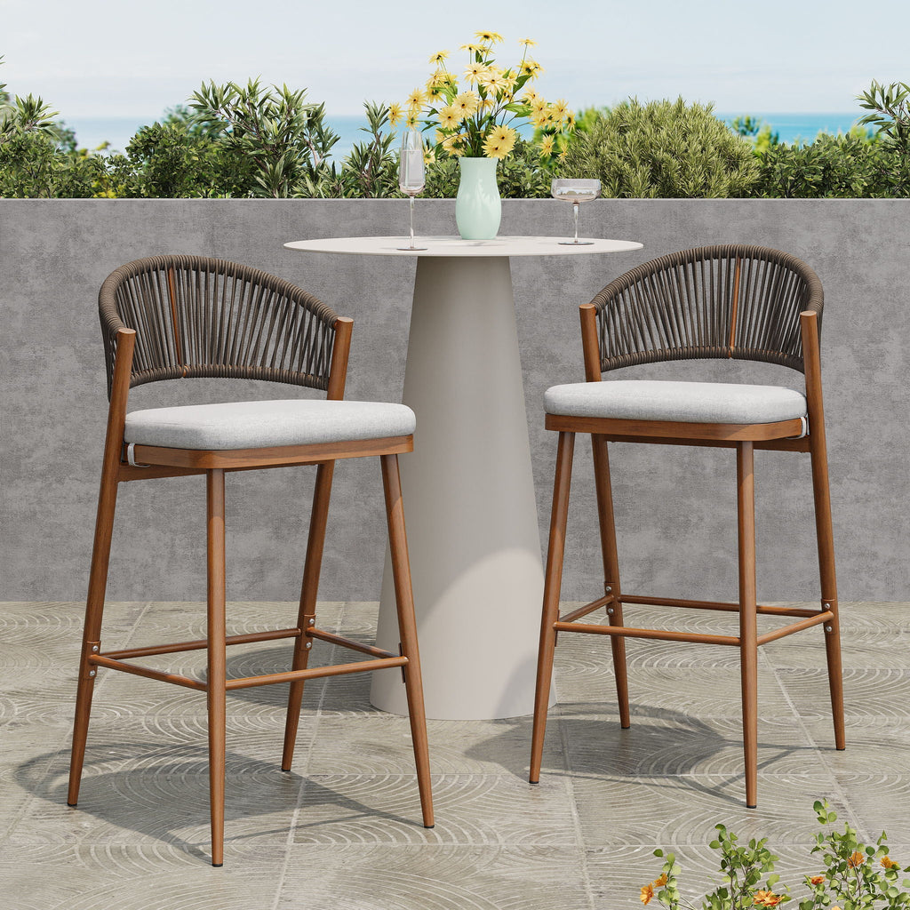 Outdoor Bar Height Metal Frame Counter Stools