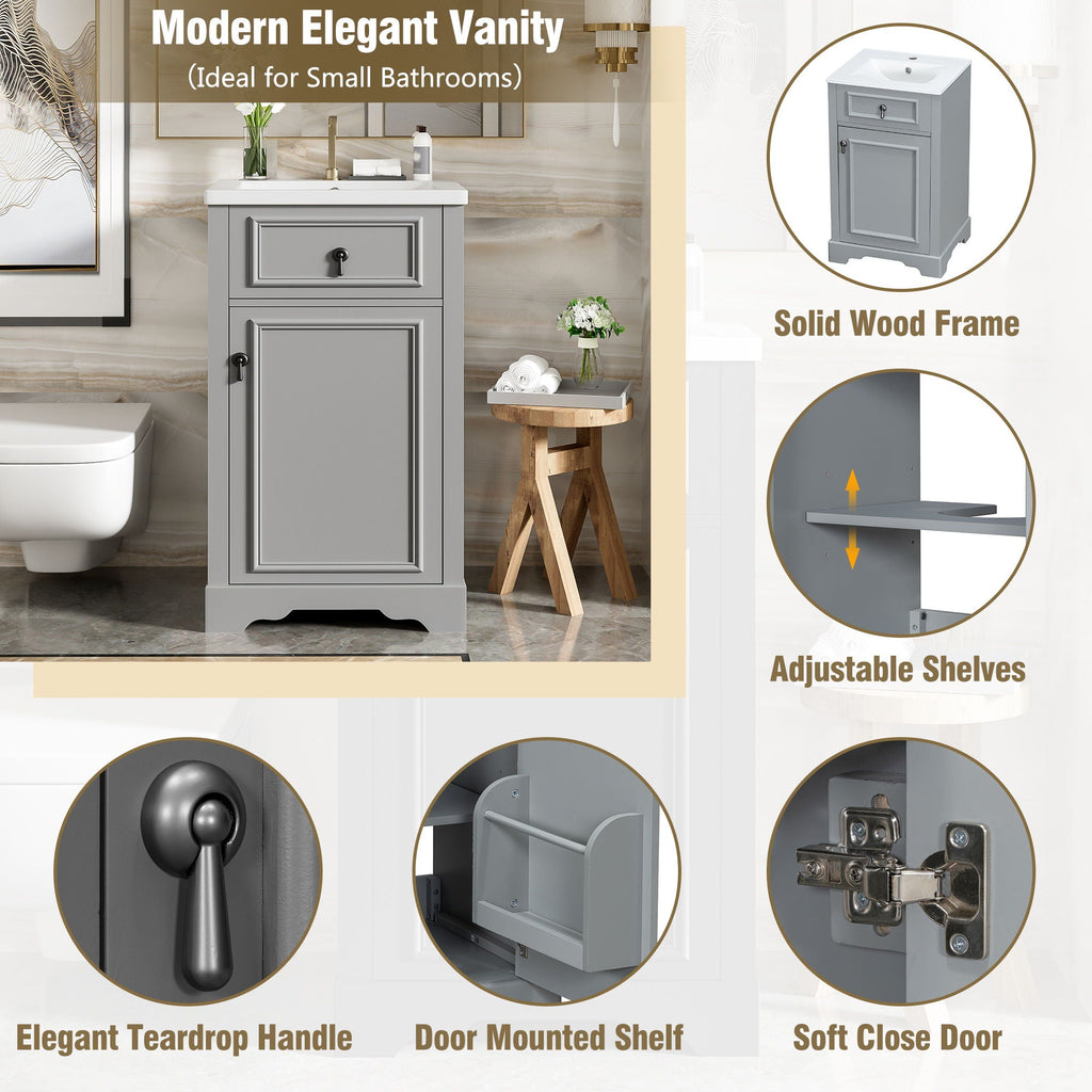 Elegant Bathroom Vanity with Ceramic Sink and Soft-Close Door - Multiple Colors