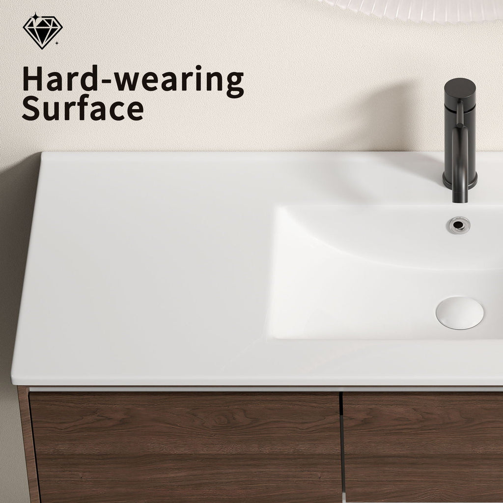 Milk White Bathroom Sink Vanity Top with Thin-Edge Design - 47.64" Wide