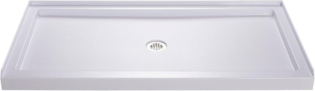 60" x 32" Shower Base with Slip-Resistant Surface - Central Drain