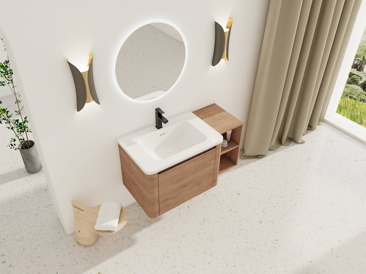 40'' Wall-Mounted Bathroom Vanity with Storage - Plywood