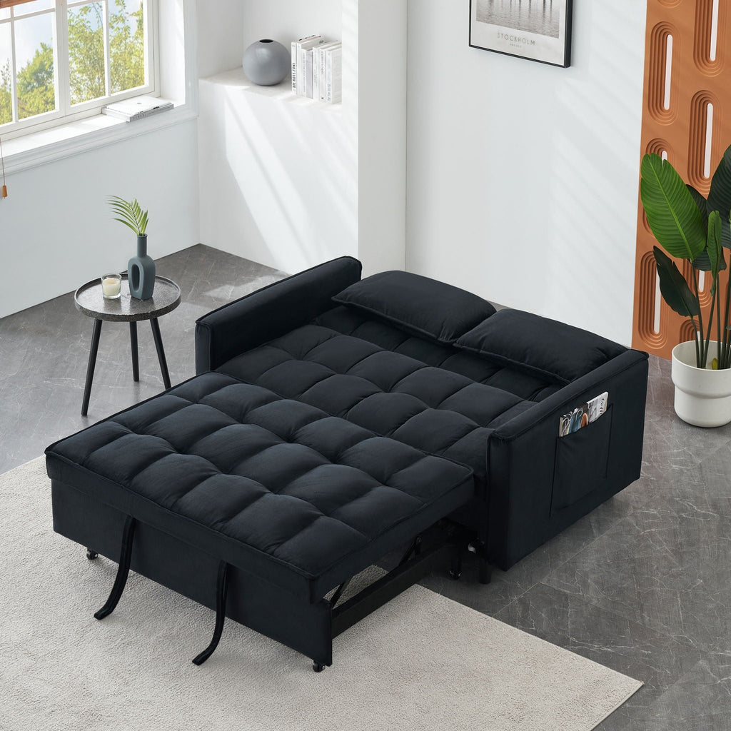Convertible Velvet Sofa Bed with Storage Pockets - Multiple Colors