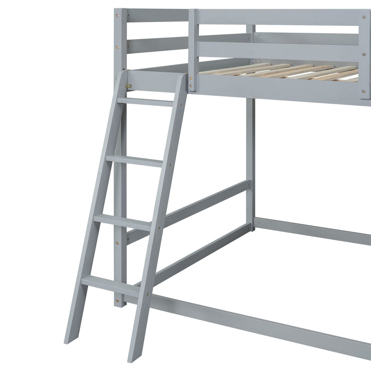 Bunk Bed With Ladder, Slide, and Shelves - Pine Wood, Full Over Full