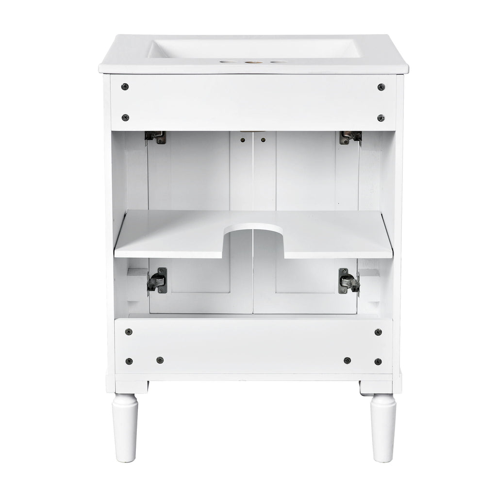Bathroom Vanity With Top Sink and Two-Tier Storage Cabinet - Multiple Colors