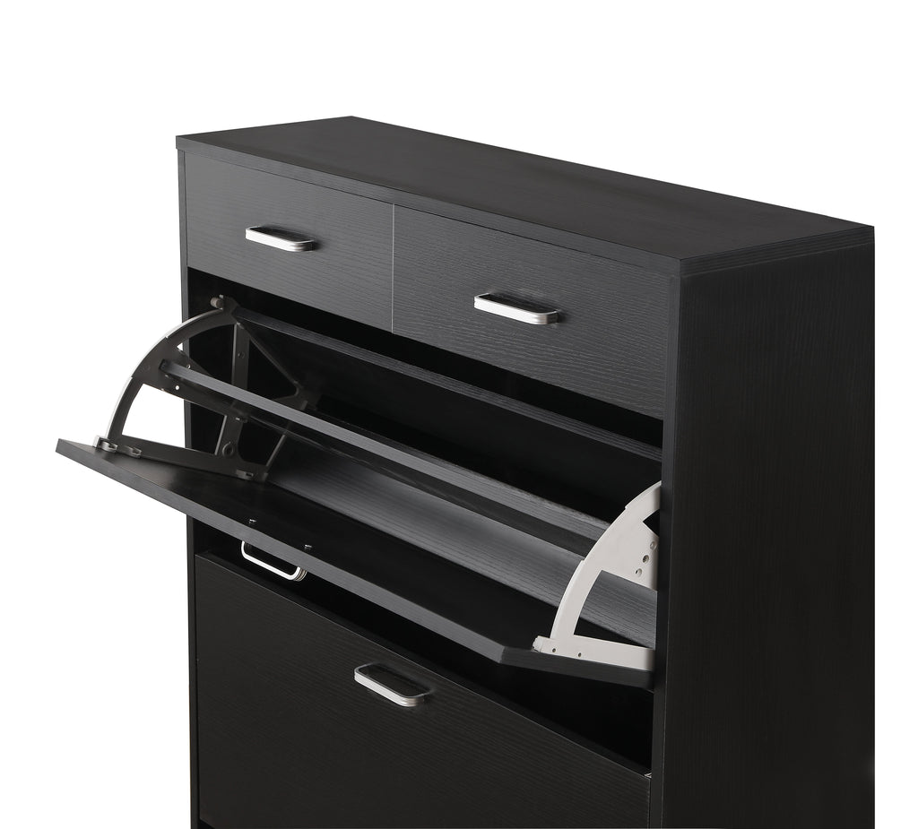 Large Size Shoe Cabinet with Tipping Bucket Drawers - White