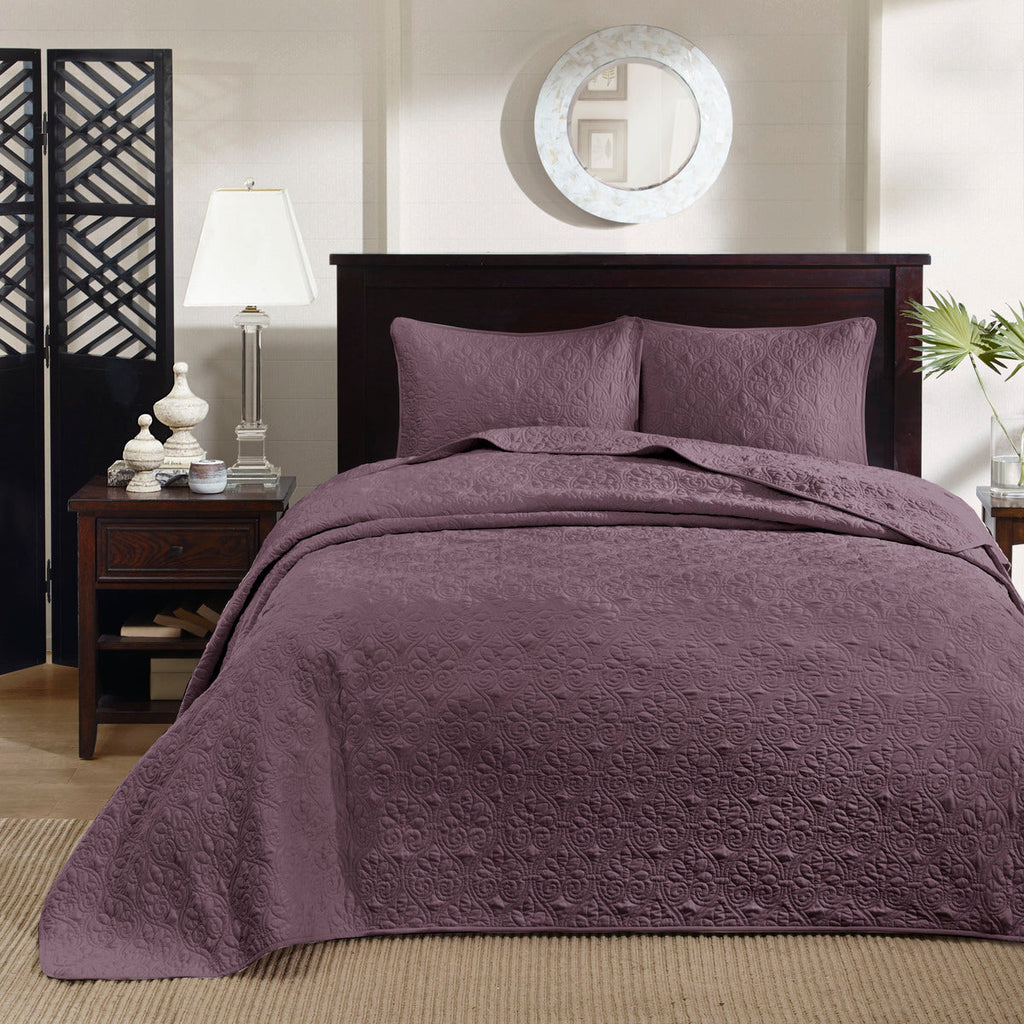 Reversible Quilt Set with Classic Stitch Pattern – Purple