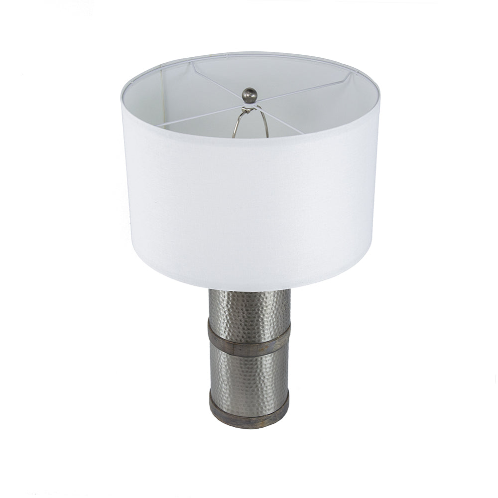 Hammered Iron Table Lamp with Mango Wood - Contemporary Lighting