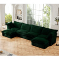Slipcovered U Shape Sectional Sofa with Removable Covers - Corduroy