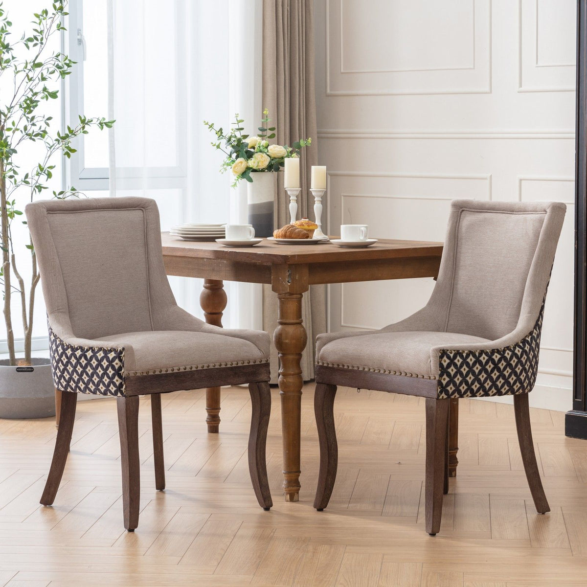 Ultra Side Dining Chair Set with Solid Wood Legs - Multiple Colors