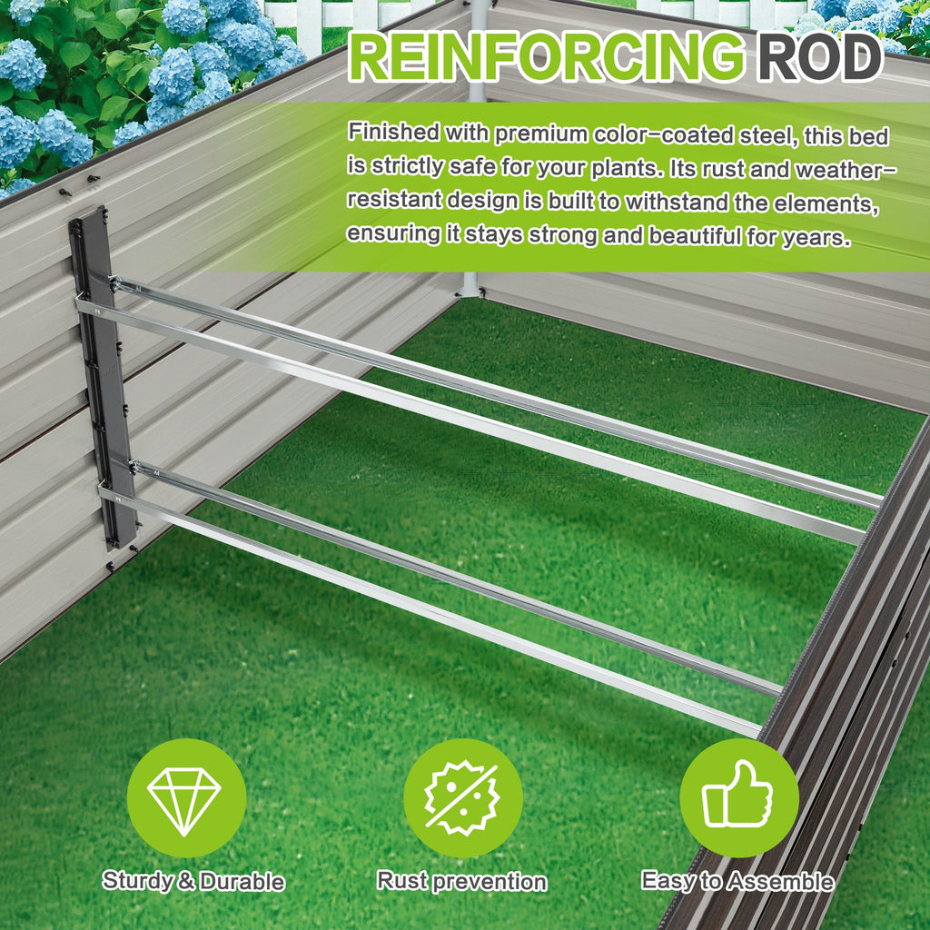 Metal Raised Garden Bed Kit 2-Pack with Open Drainage - Walnut