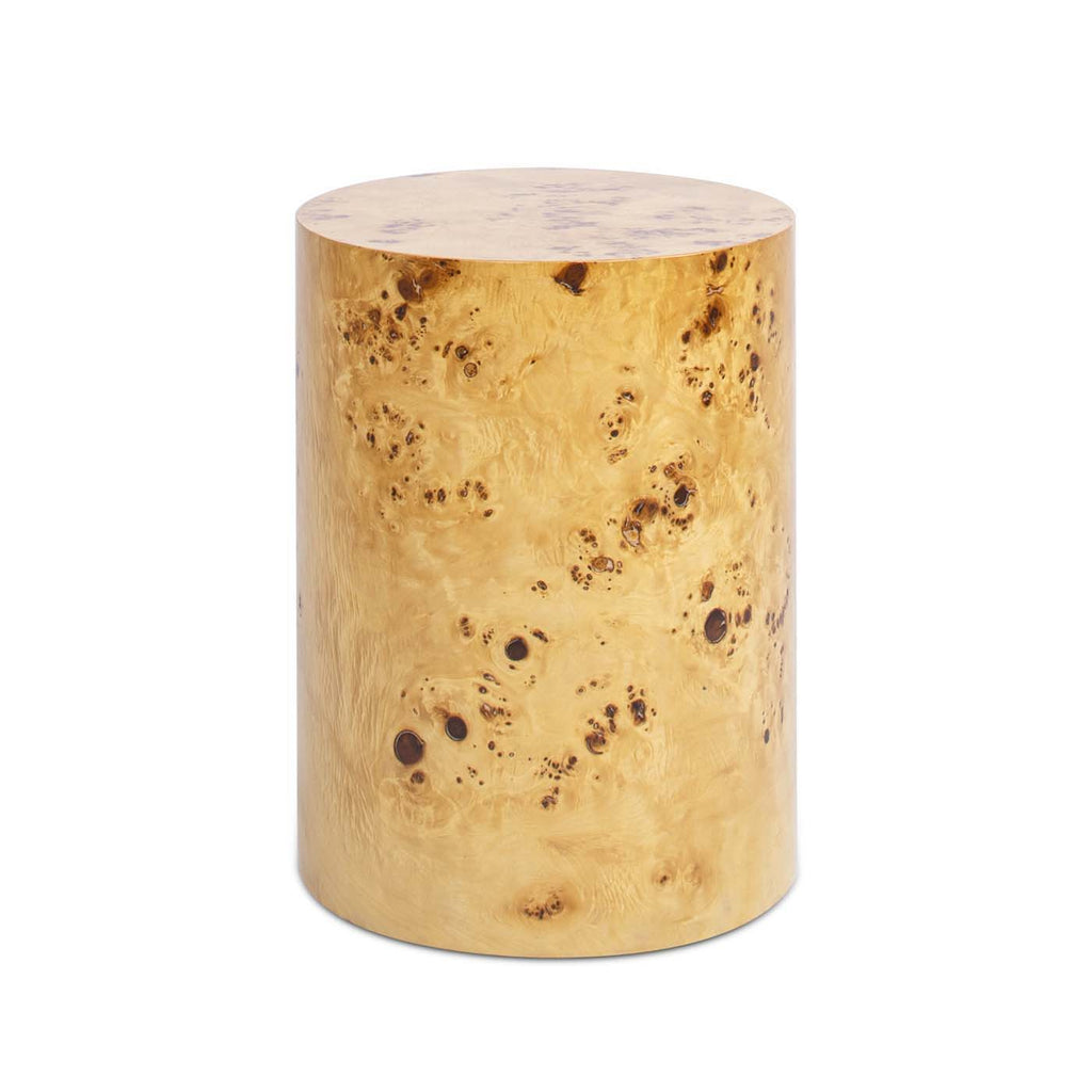 Accent Oval Pillar Side Table with Burl Wood Veneer - Light or Dark Brown