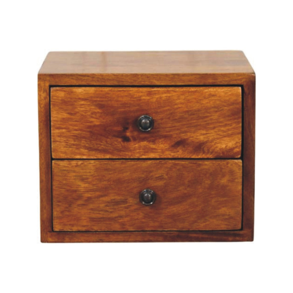 Solid Wood Wall-Mounted Nightstand with Storage Drawers - Chestnut