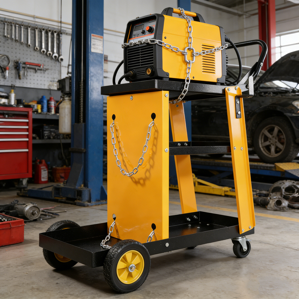 Multi Function 3 Tier Welding Cart with Iron Construction - Black