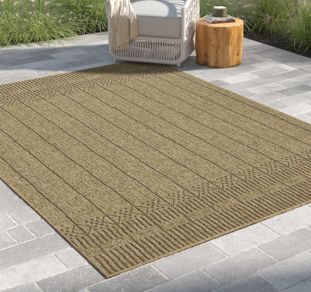 Low Profile Area Rug with Slim Profile - Light Brown