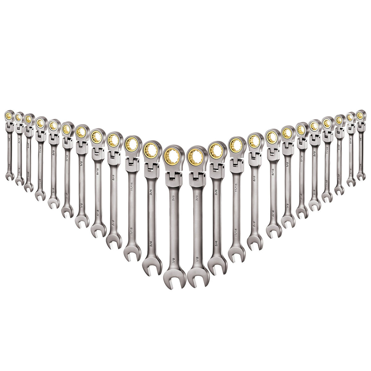 Flex-Head Ratcheting Wrench Set with Storage Case – 24-Piece SAE & Metric