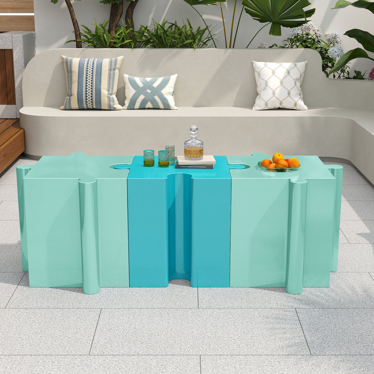 Puzzle Art Side Table with Modular Puzzle Design - Magnesium Oxide