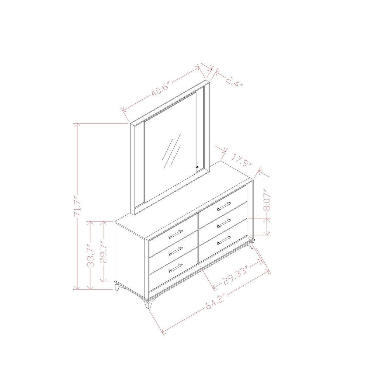 White Dresser with Built-In LED Lighting and Chrome Accents