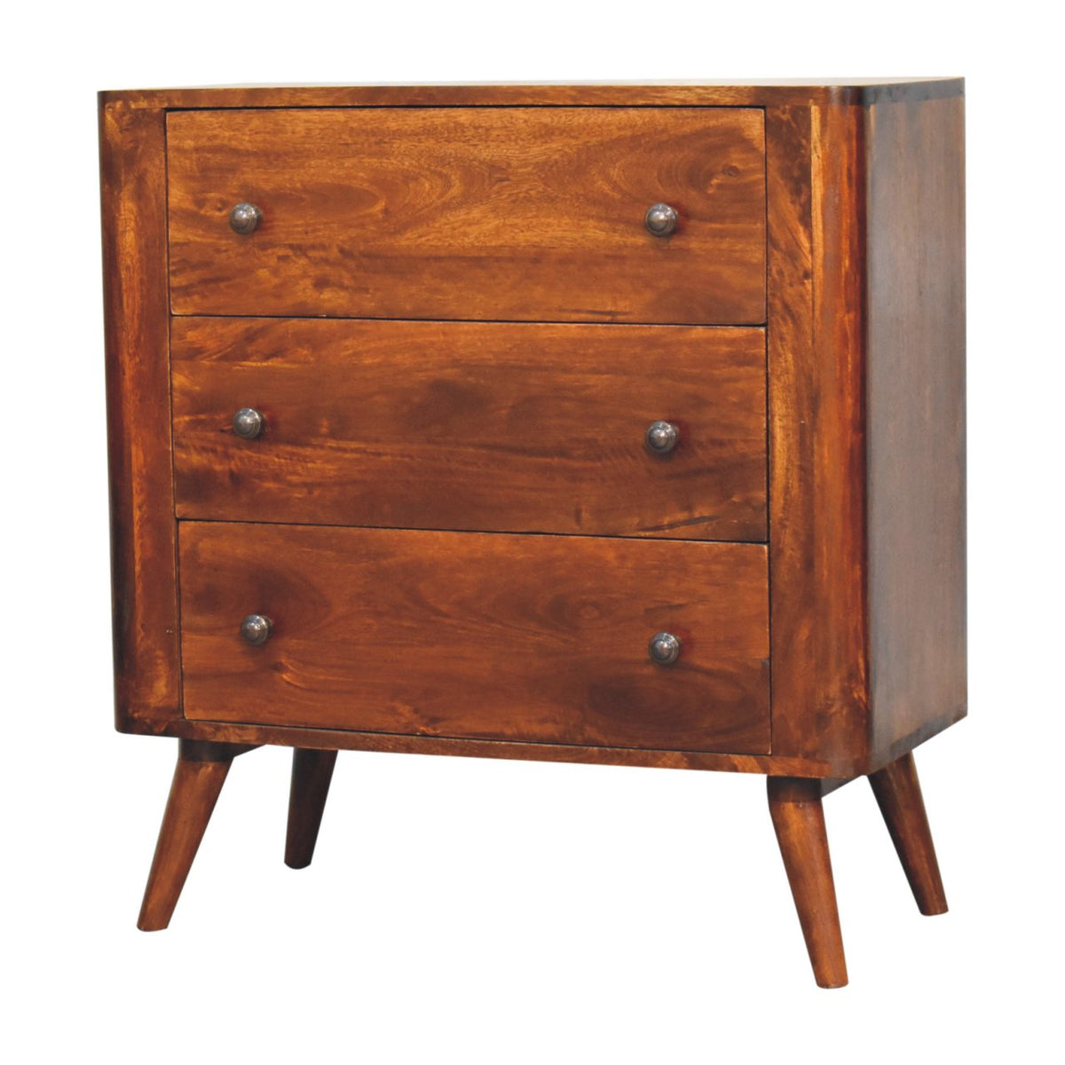 Solid Wood Bera Chest with 3 Drawers - Chestnut Finish