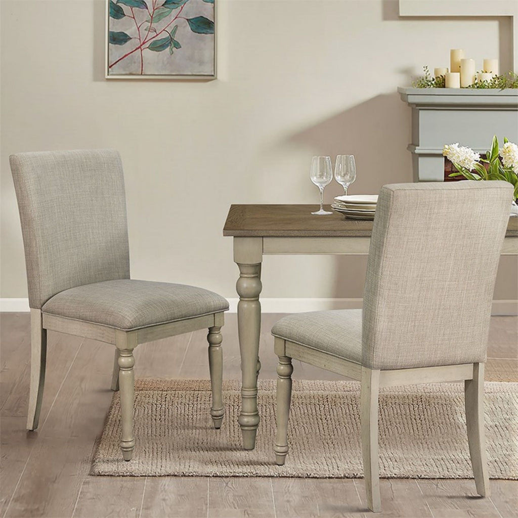 Upholstered Dining Chair Set with Turned Legs - Light Gray