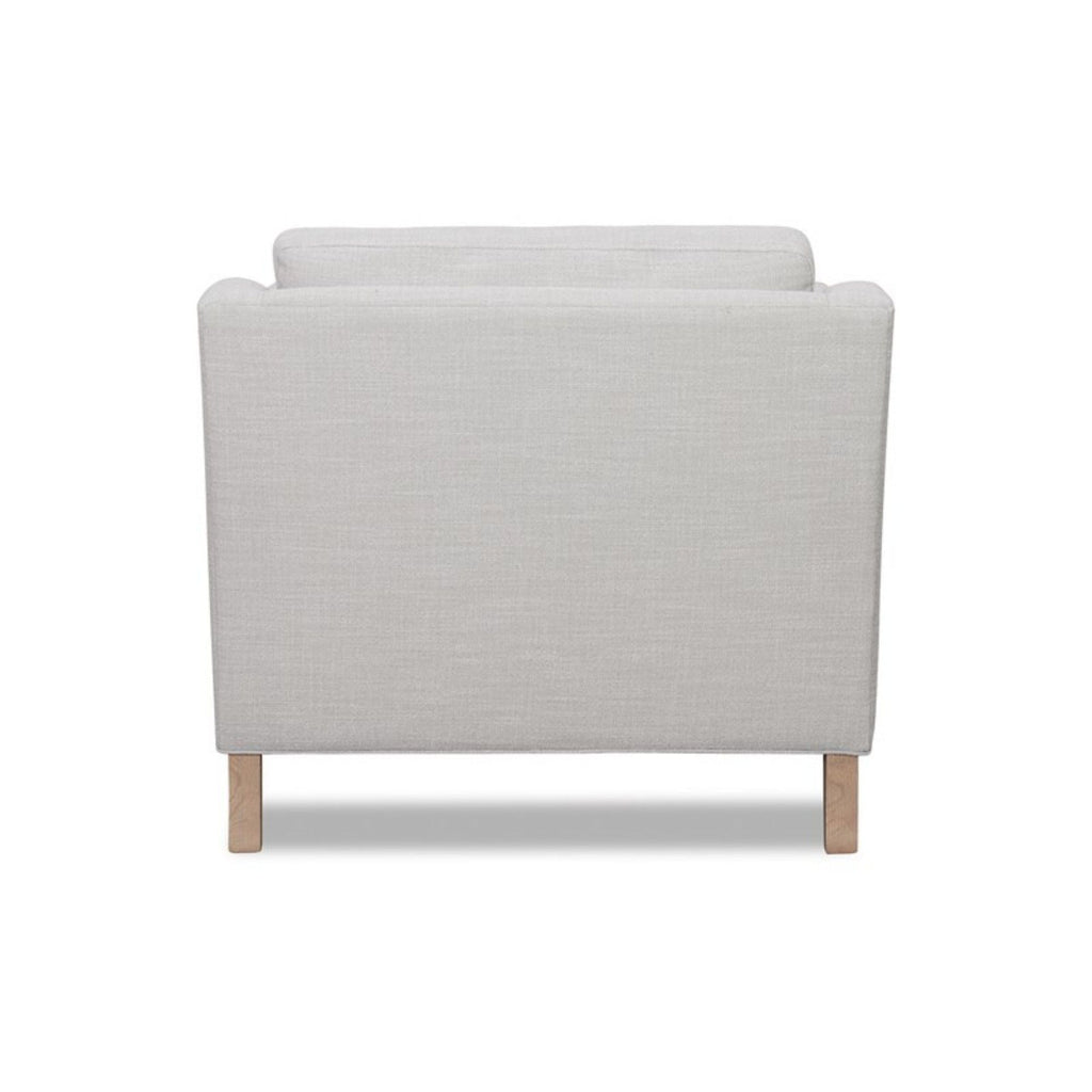 Beige Arm Chair with High Track Arms and Solid Wood Legs