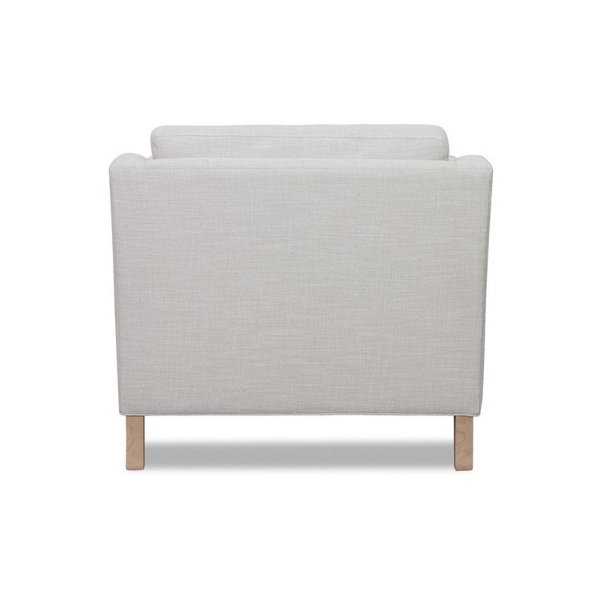 Beige Arm Chair with High Track Arms and Solid Wood Legs
